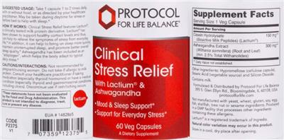 Protocol For Life Balance Clinical Stress Relief source label used in the packaging illustration
