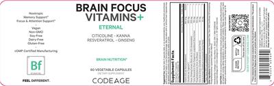 Codeage Brain Focus Vitamins+ Eternal source label used in the packaging illustration
