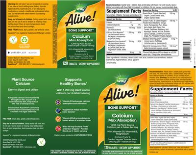 Nature's Way Alive! Calcium 1200 mg source label used in the packaging illustration
