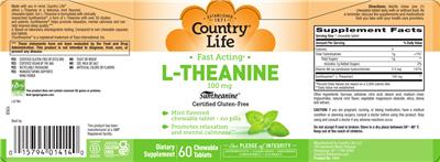 Country Life L-Theanine 100 mg Mint Flavored product packaging
