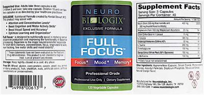Neurobiologix Full Focus source label used in the packaging illustration