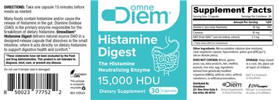 OmneDiem Histamine Digest 15000 HDU source label used in the packaging illustration