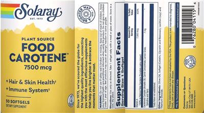Solaray Food Carotene 7500 mcg product packaging