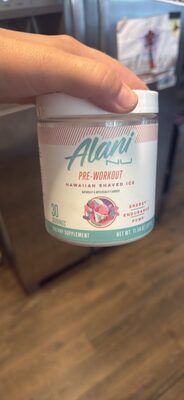 Alani Nu Pre-Workout Hawaiian Shaved Ice source label used in the packaging illustration