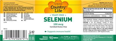 Country Life Selenium 100 mcg product packaging