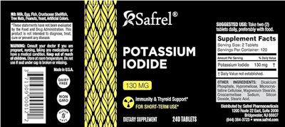 Safrel Potassium Iodide 130 mg product packaging