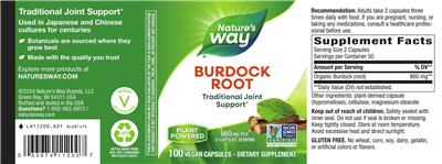 Nature's Way Burdock Root 860 mg product packaging