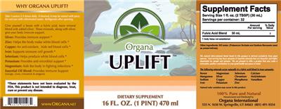 Organa Uplift source label used in the packaging illustration