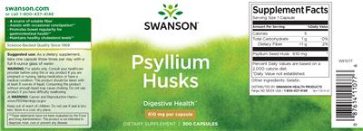 Swanson Psyllium Husks 610 mg source label used in the packaging illustration