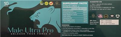Health Fixer Male Ultra Pro source label used in the packaging illustration