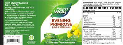Nature's Way Evening Primrose source label used in the packaging illustration