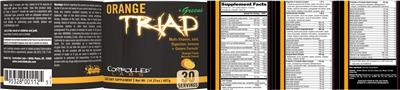Controlled Labs Orange Triad + Greens Orange Flavor source label used in the packaging illustration