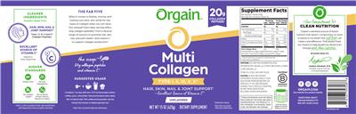 Orgain Multi Collagen Unflavored source label used in the packaging illustration