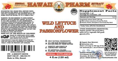 Hawaii Pharm Wild Lettuce and Passionflower product packaging