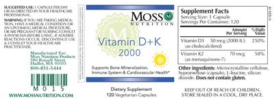 Moss Nutrition Vitamin D + K 2000 product packaging