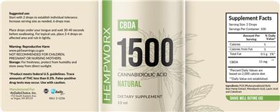 HempWorx CBDA 1500 Natural source label used in the packaging illustration
