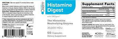 OmneDiem Histamine Digest with DAOgest 20000 HDU source label used in the packaging illustration