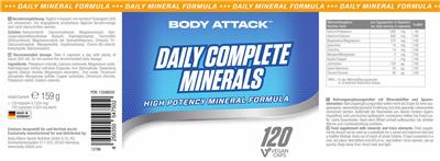 Body Attack Daily Complete Minerals source label used in the packaging illustration