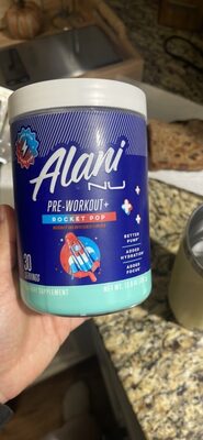 Alani Nu Pre-Workout+ Rocket Pop source label used in the packaging illustration