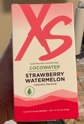 XS Cocowater Strawberry Watermelon source label used in the packaging illustration