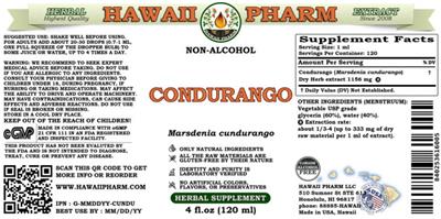 Hawaii Pharm Condurango Non-Alcohol product packaging