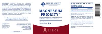 Life Priority Magnesium Priority source label used in the packaging illustration