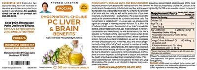ProCaps Phosphatidyl Choline PC Liver & Brain Benefits product packaging