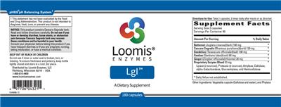 Loomis Enzymes Lgl source label used in the packaging illustration