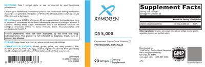 XYMOGEN D3 5000 source label used in the packaging illustration