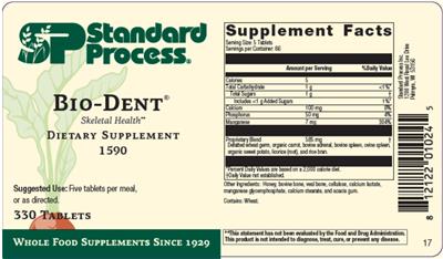 SP Standard Process Bio-Dent source label used in the packaging illustration