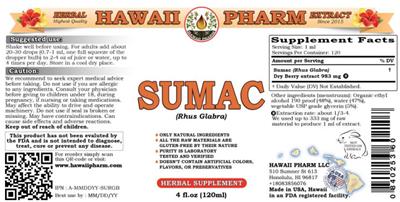 Hawaii Pharm Sumac product packaging