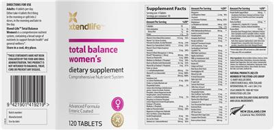 Xtendlife Total Balance Women's source label used in the packaging illustration