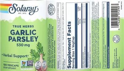 Solaray Garlic Parsley 530 mg product packaging