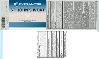 Cyto-Matrix St. John's Wort source label used in the packaging illustration