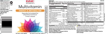 GNC Women's Multivitamin Energy & Metabolism source label used in the packaging illustration