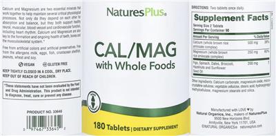 NaturesPlus Cal/Mag with Whole Foods source label used in the packaging illustration