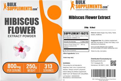 BulkSupplements.com Hibiscus Flower Extract Powder 800 mg product packaging