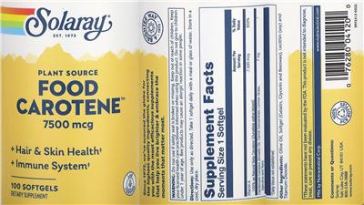 Solaray Food Carotene 7500 mcg product packaging