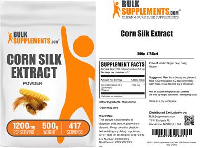 BulkSupplements.com Corn Silk Extract Powder 1200 mg product packaging