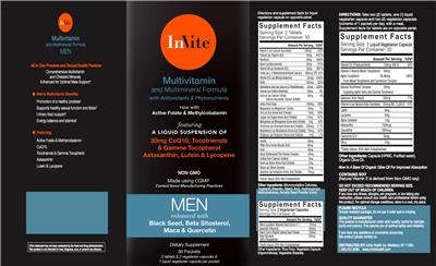 InVite Multivitamin Liquid Vegetarian Capsule source label used in the packaging illustration