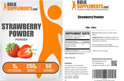 BulkSupplements.com Strawberry Powder 5 g product packaging