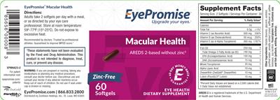 EyePromise Macular Health source label used in the packaging illustration