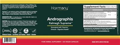 Harmony Nutraceuticals Andrographis source label used in the packaging illustration