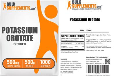 BulkSupplements.com Potassium Orotate Powder 500 mg product packaging