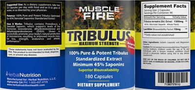 Muscle Force Tribulus Maximum Strength source label used in the packaging illustration
