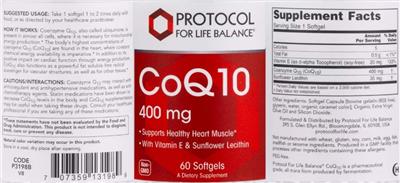 Protocol For Life Balance CoQ10 400 mg source label used in the packaging illustration