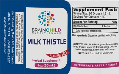 Brainchild Nutritionals Milk Thistle Alcohol Free source label used in the packaging illustration