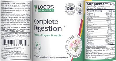 Logos Nutritionals Complete Digestion source label used in the packaging illustration
