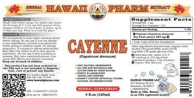Hawaii Pharm Cayenne product packaging