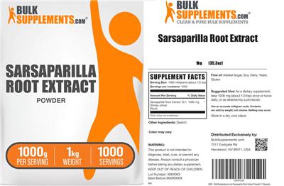 BulkSupplements.com Sarsaparilla Root Extract Powder 1000 g product packaging